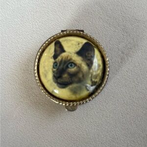 Cat-Themed Gold and Cream Trinket Box